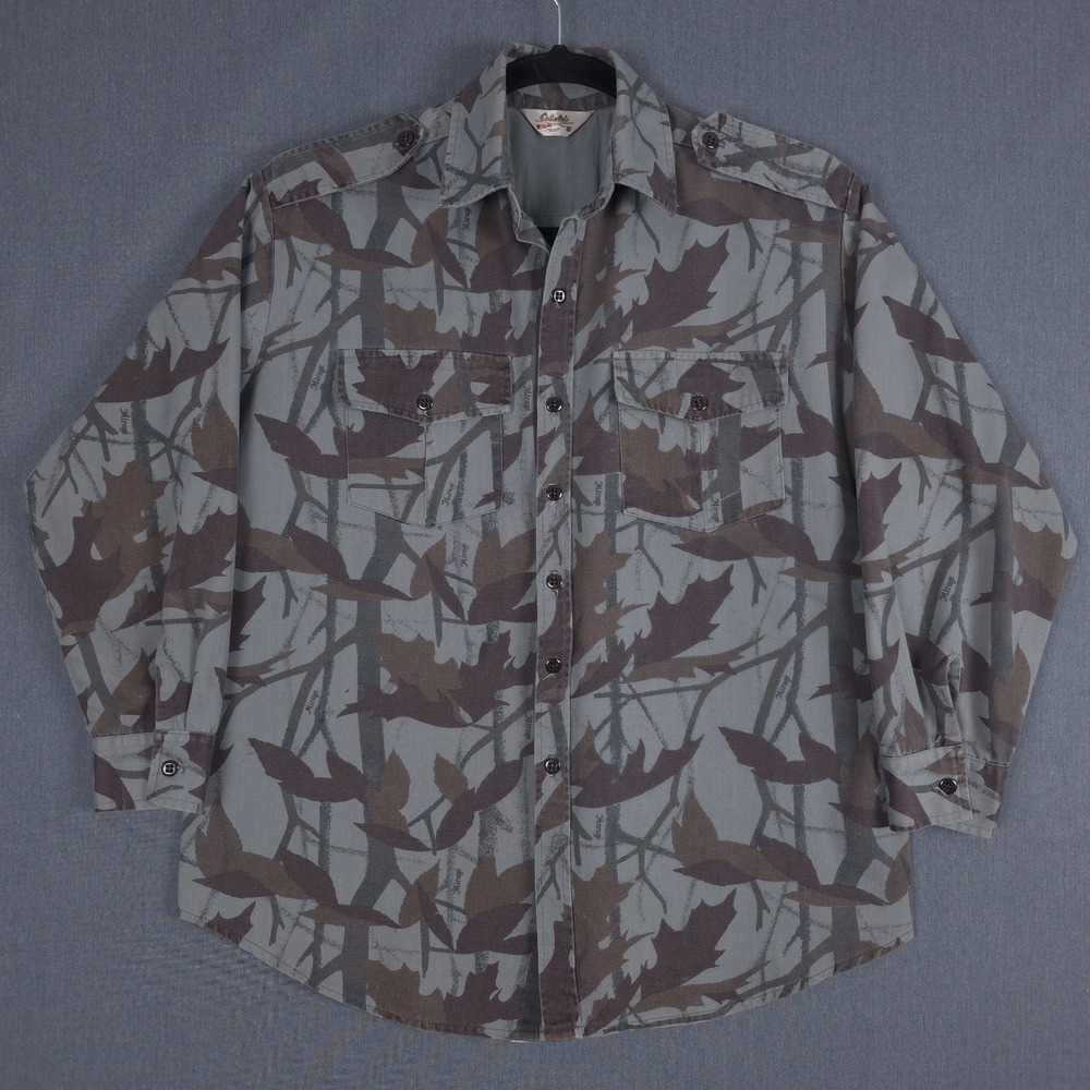 Vintage Cabela's  Hunting Shirt Mens Large Mirage Camo Long Sleeve Button Up